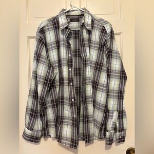 Tasso Elba Men's Plaid long sleeve green purple black winter casual business